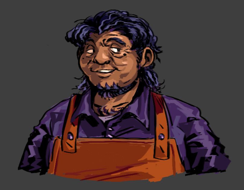 A bust drawing of Ramb from Deltarune but humanized.