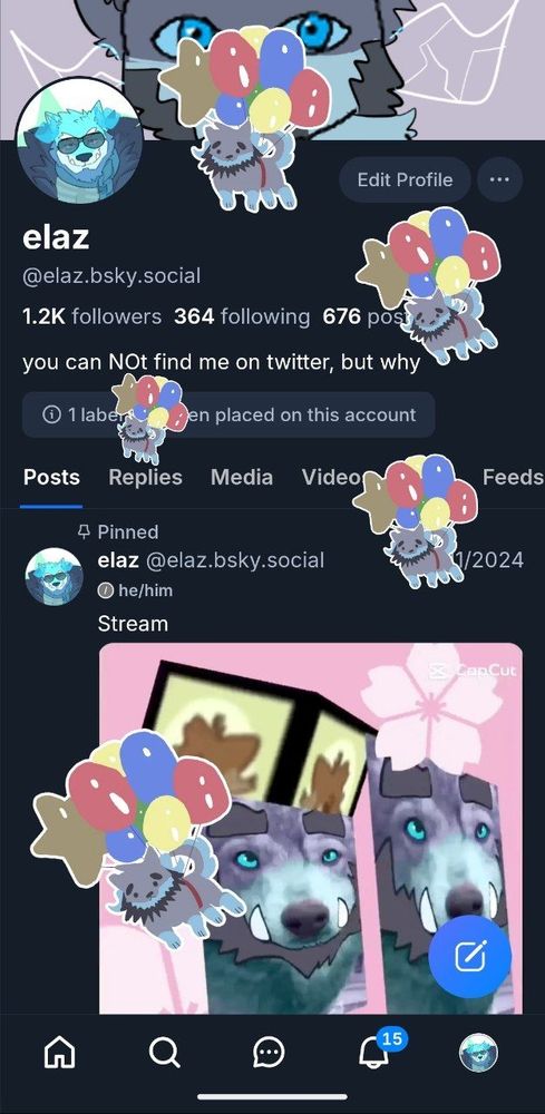 Birthday balloons, but with dog attached