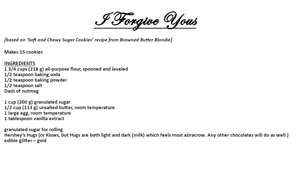I Forgive You cookie ingredients (pdf of recipe available upon request)