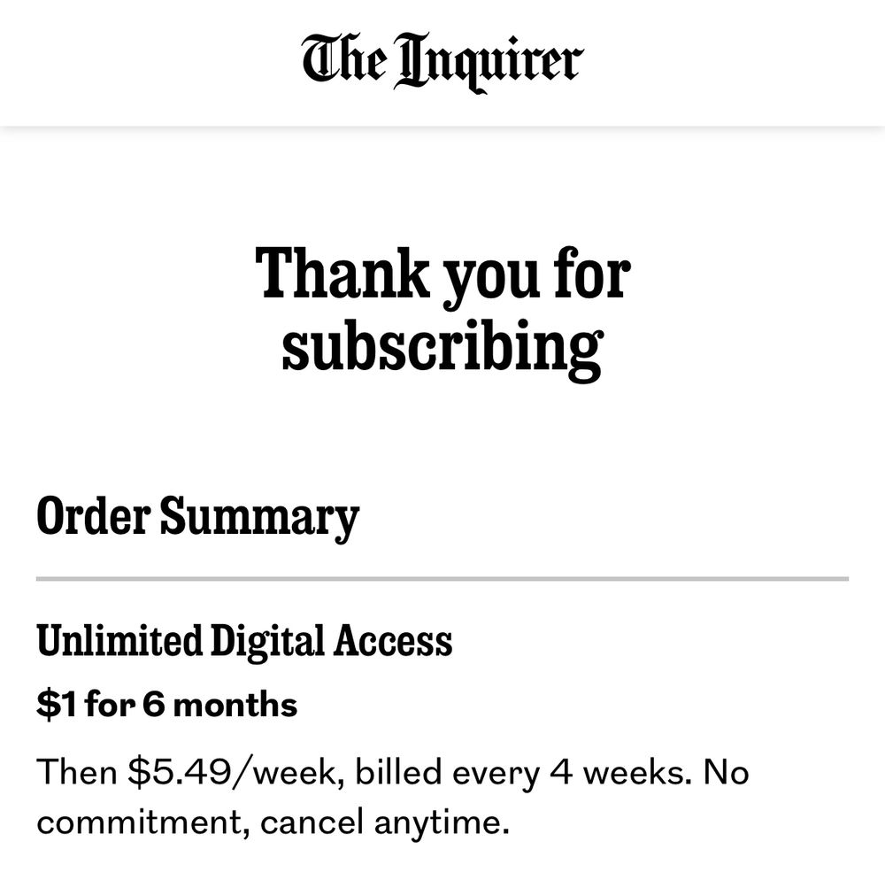 Me having subscribed to the Philadelphia Inquirer. $1 for 6 months!