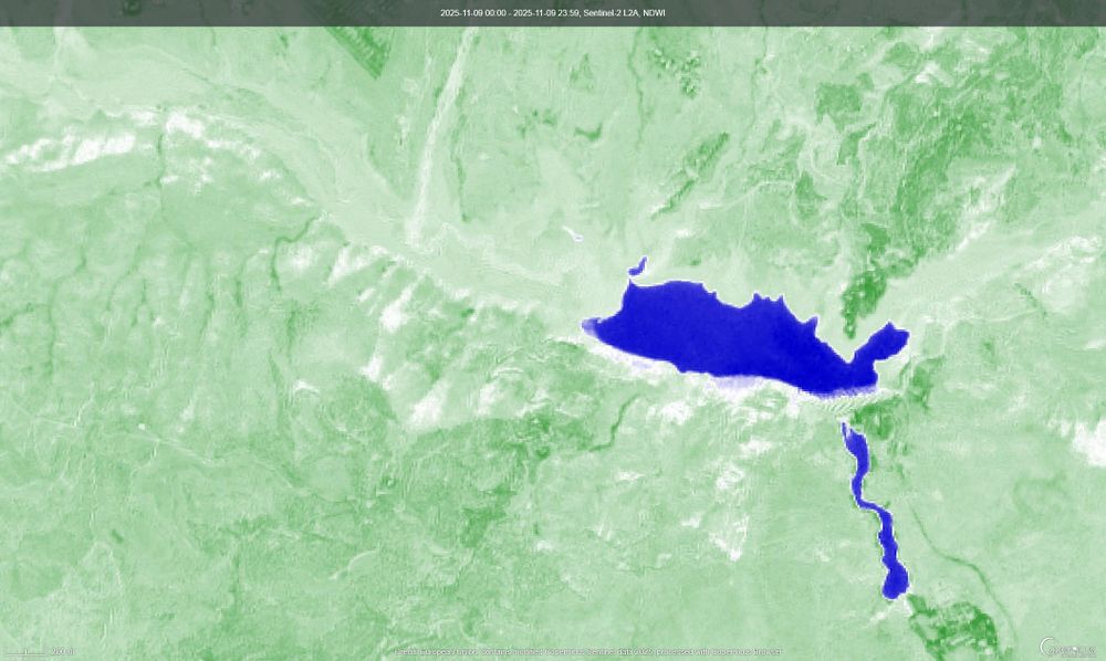 Small blue patch on a satellite picture in false colors, this is from two days ago