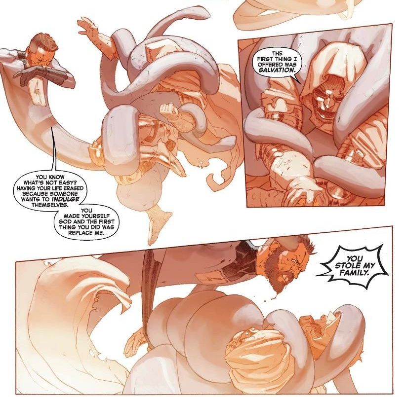 Reed yelling at Doom "you stole my family" 