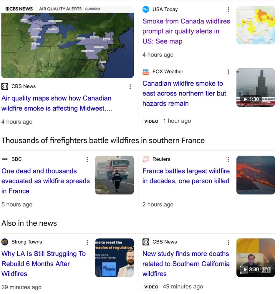google news hits on "wildfires"