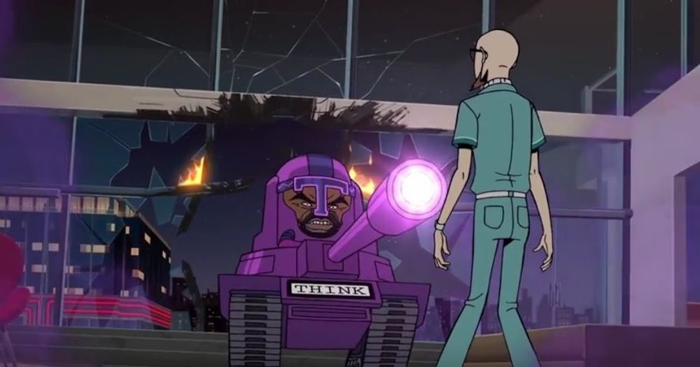 Think Tank menacing Doctor Venture. Venture Bros season 7.