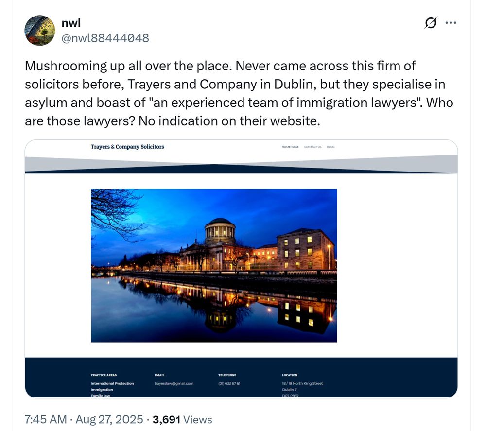 namawinelake with the sometimes used alias of Thomas Barton, seems to imply Mary Trayers, a very experinced immigration lawyer, is a new lawyer cause he just noticed her firm.
