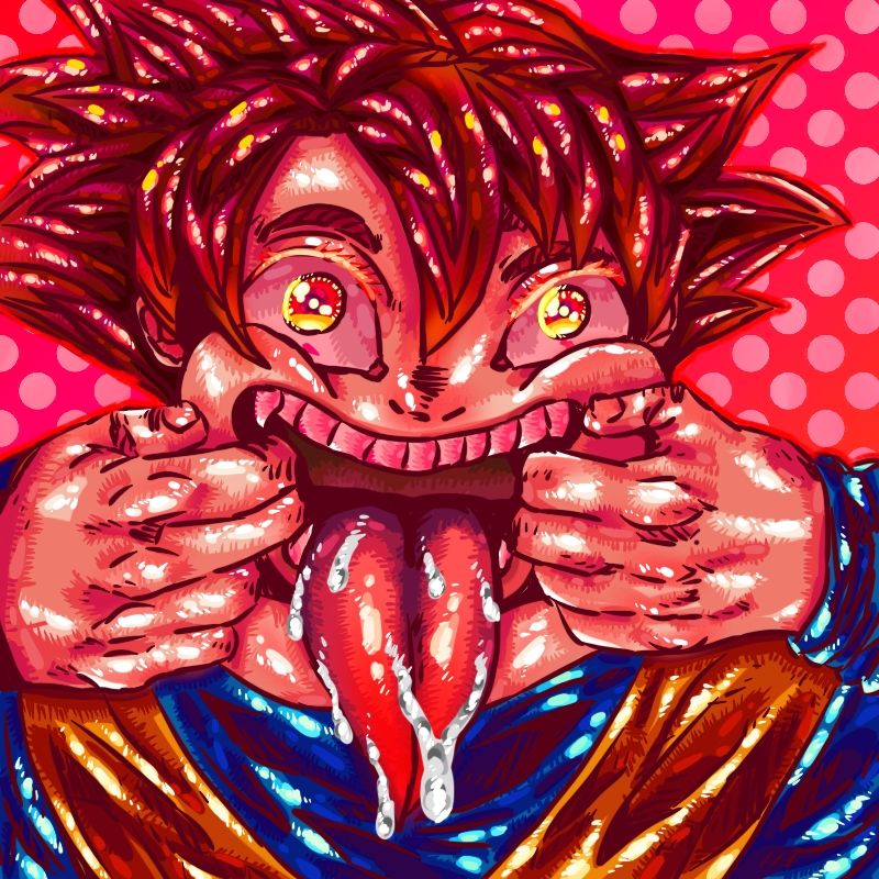 Goku super saiyan god digital art fanart anime 