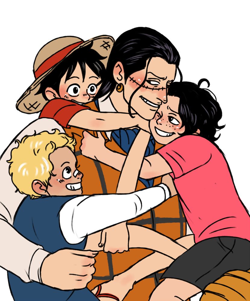 Doodle of Crocodile being hugged by kid ASL