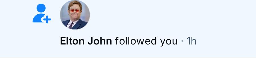 Someone pretending to be Elton John has followed me on BlueSky. 