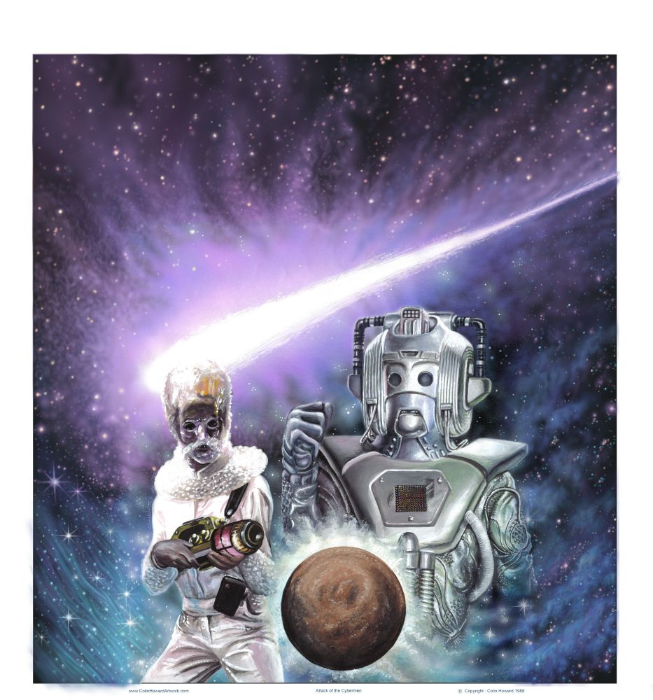 Augmented extra background blended in with my original airbrush effects and black handles on David Banks' Cyberleader.🎨😺🤖