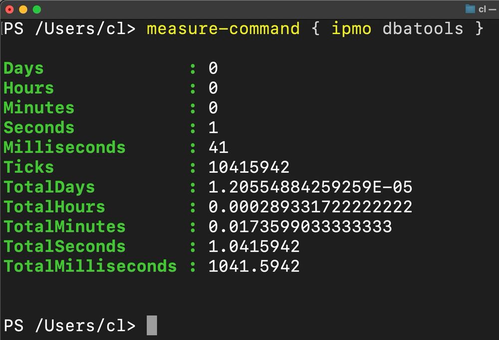 dbatools loading in just 1 second.