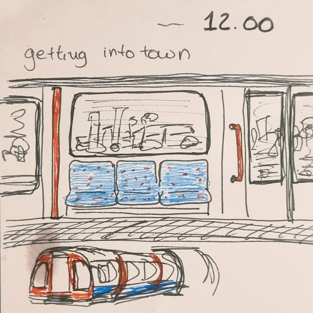 12.00 "getting into town" inside of a train