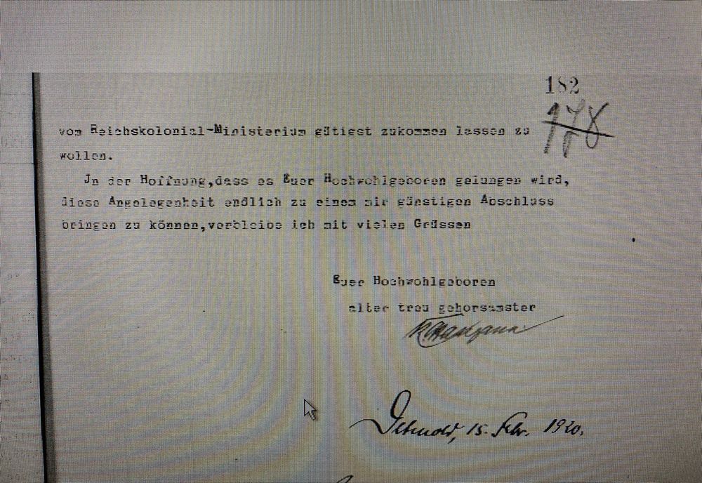 Screenshot von einem Brief mit der genannten Grußformel