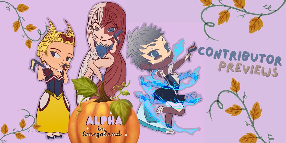 Left to right: chibi all might as snow white, todoroki as rapunzel, and dabi as cinderella
Text: Contributor Previews
