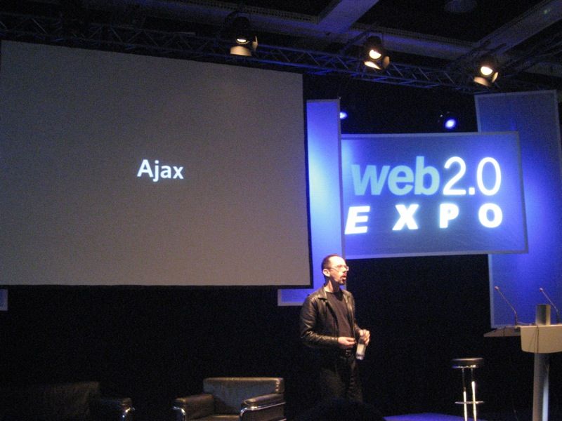 Jesse James Garrett onstage at Web 2.0 Expo in Berlin, speaking about Ajax.