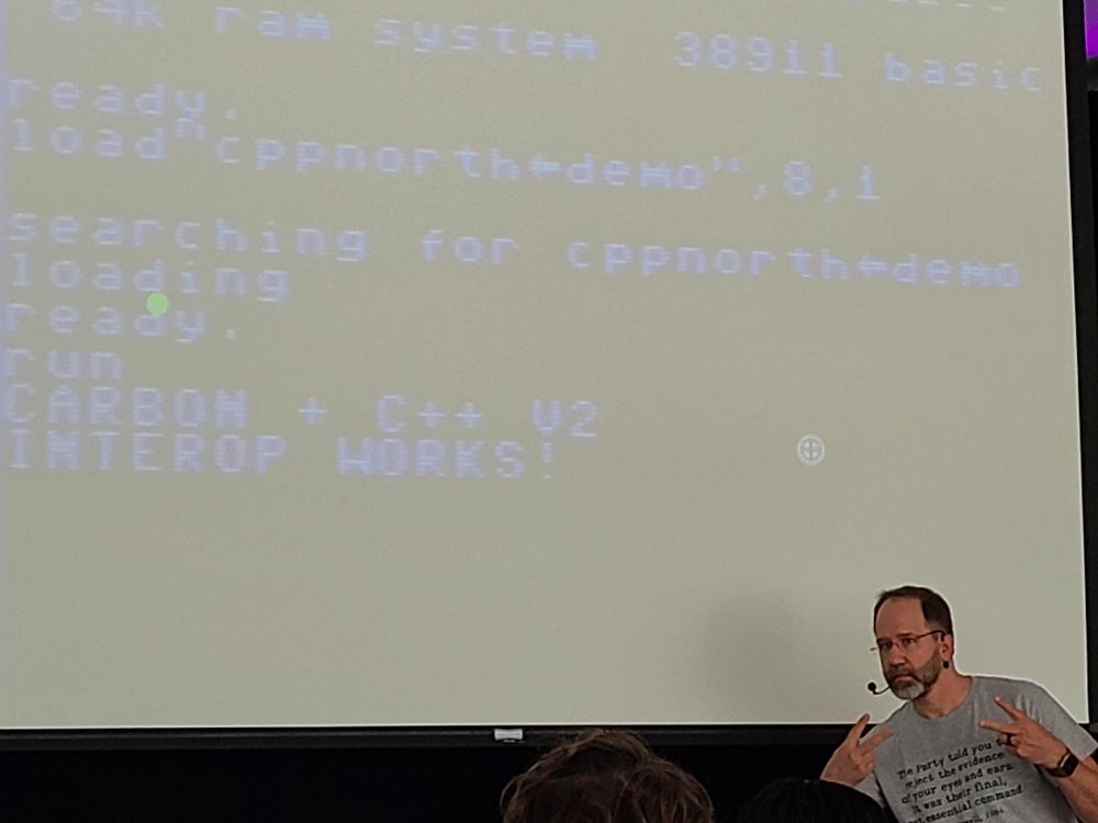 Screen showing Carbon C++ interop in action with Scott Hanselman posing in front of it
