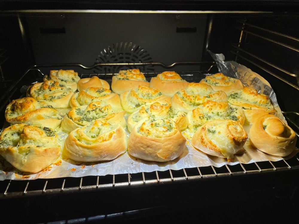 Garlic butter cheese rollls in the oven 
