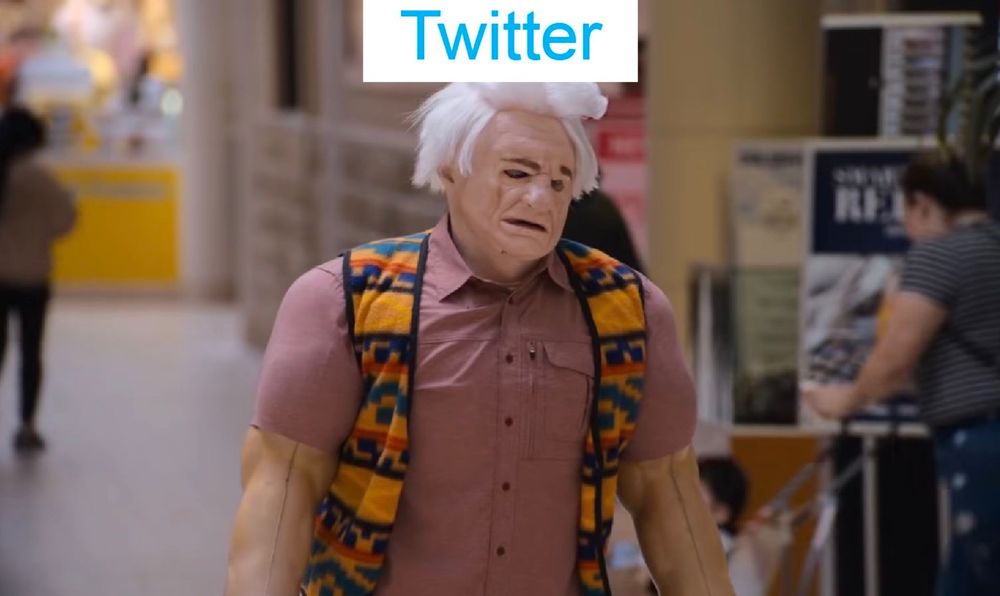 Karl Havoc, from I Think You Should Leave, with the label “twitter” above him. Indicating unhappiness and a desire to not want to be around anymore.