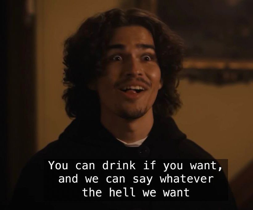 Adult ghost tour guide saying “you can drink if you want, and we can say whatever the hell we want”