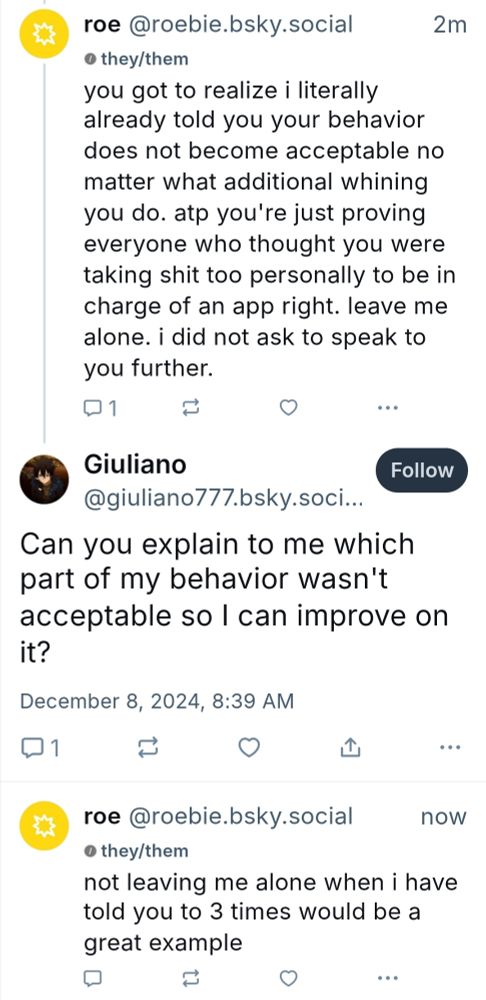 screenshot of part of the quoted thread beginning at roe (me) saying "you got to realize..."