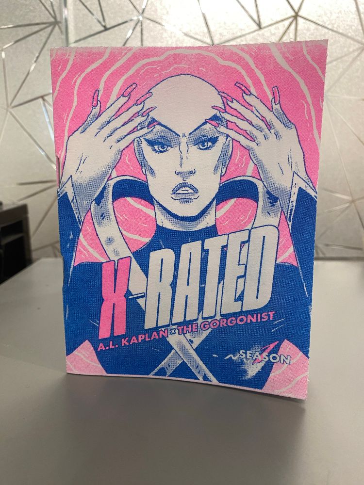 X-rated zine cover of Charles Xavier as a drag queen ala Rupaul.