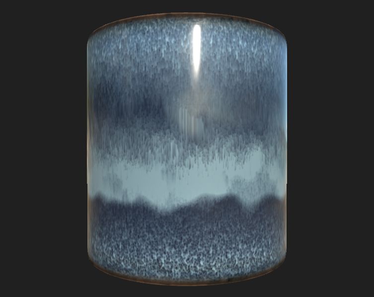 Base glazing of layering cup with the effect where in certain parts, when fired, the glazing halts/builds up in the middle of the cup.