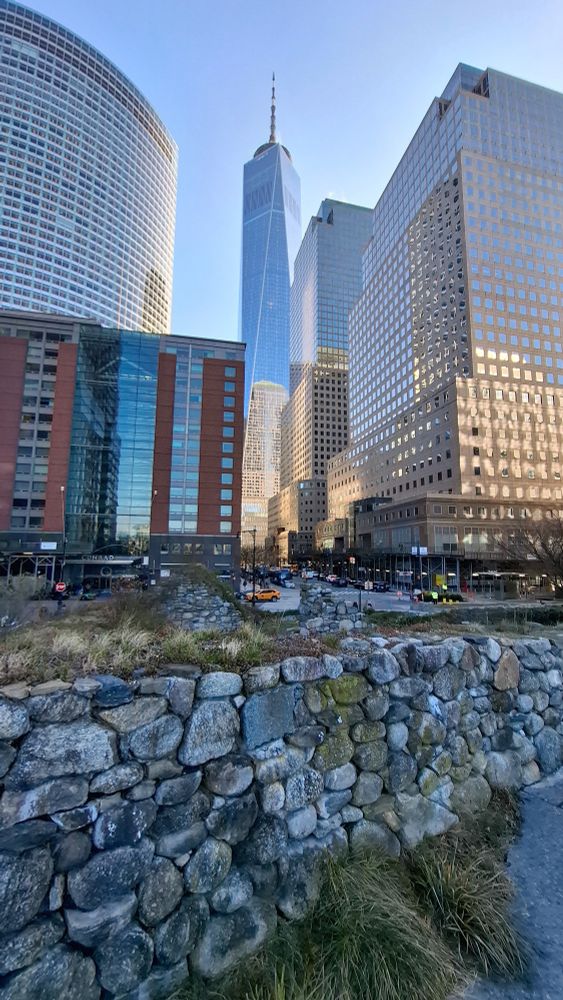 New New York (Wall Street skyline) and Old New York (old walls of Battery Park)