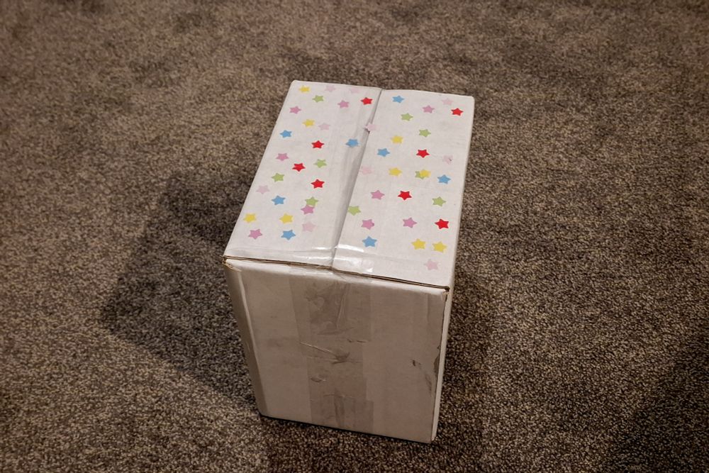 Box with star stickers on the lid.