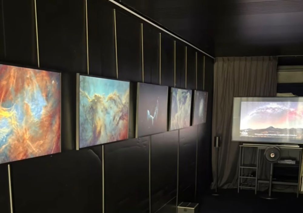 Screens showing deep space astrophotography images in the SkyBox.