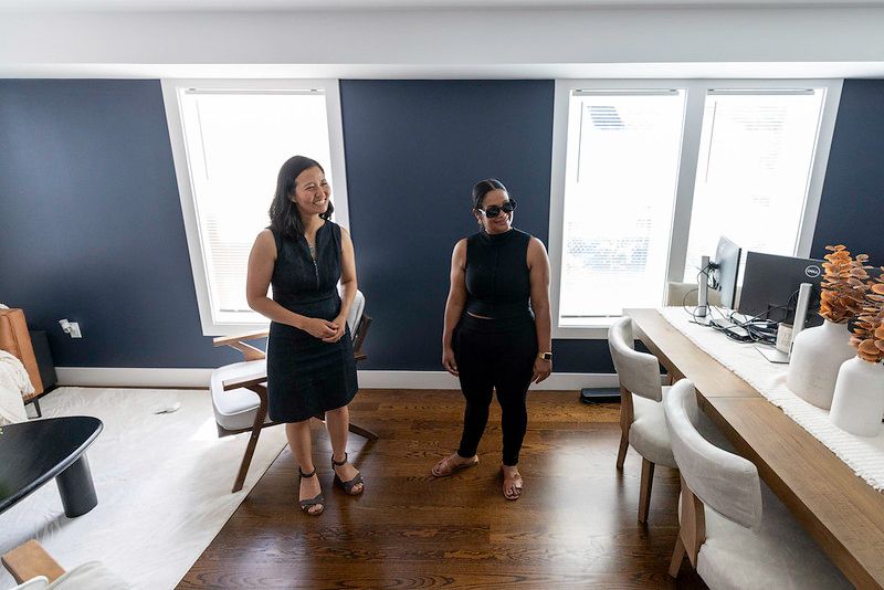 A photo of Mayor Wu touring Genesis' new home. Genesis was helpe by the Boston Home Center to purchase the new home.