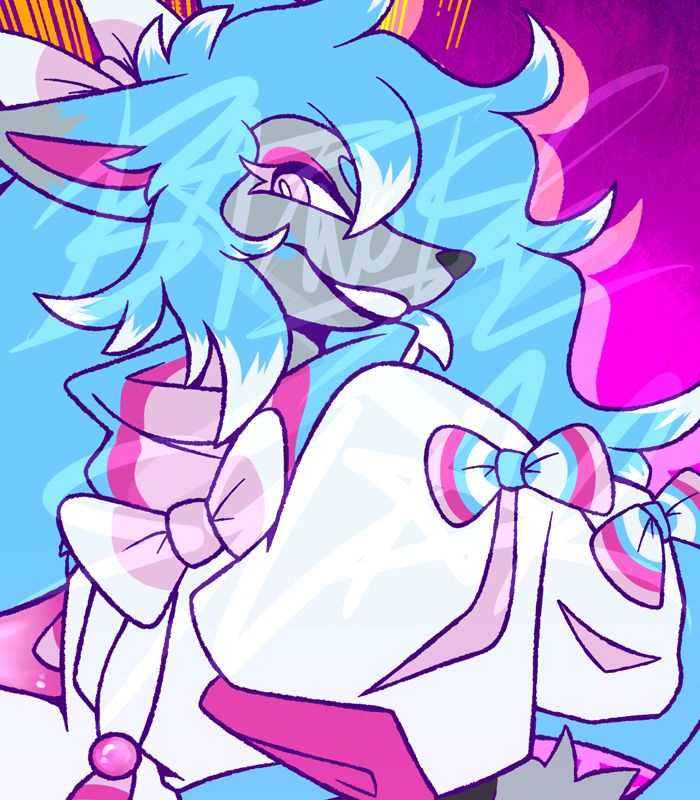 a close up of the previous image, focused on the character's upper body and face. she has a sweet yet mischievous grin as she glances at the viewer.