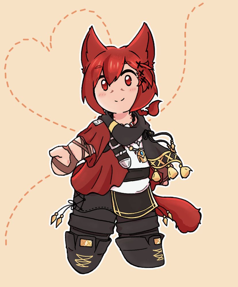 A chibi of G’raha Tia, his hand extended towards the viewer