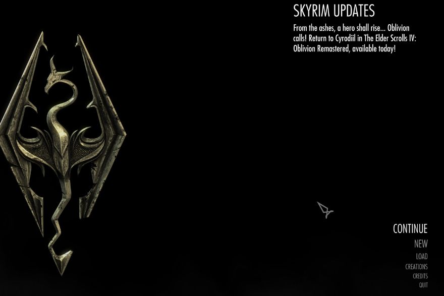 the skyrim title screen. (Note how it doesn't say "press X to purchase the anniversary upgrade")
