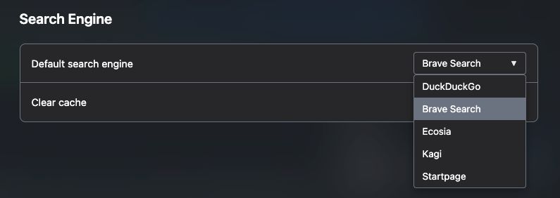 Brave search in PeerSky Browser