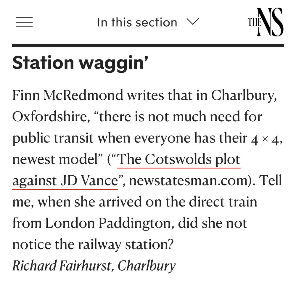 Letter pointing out Charlbury’s railway station