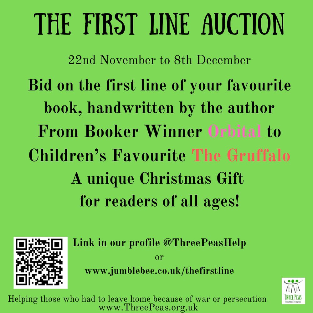 Bid on the handwritten first line of a favourite book from Orbital to the gruffalo 