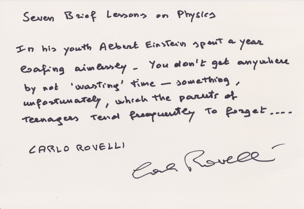 Carlo Rovelli’s handwritten first line for ThreePeas