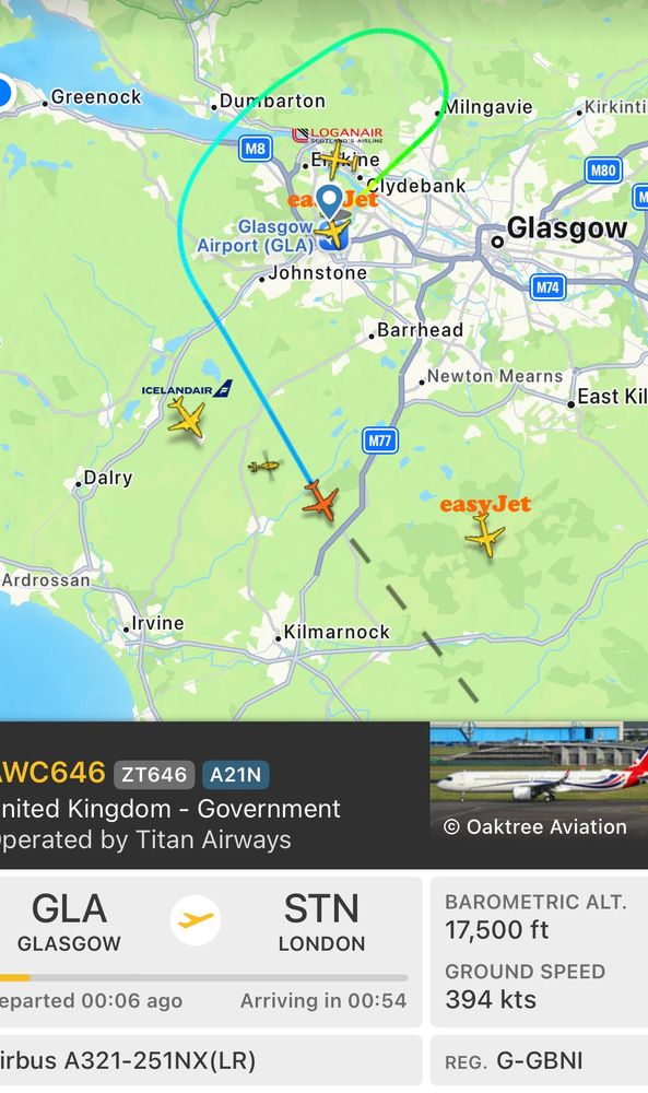 UK PM plane flight details 