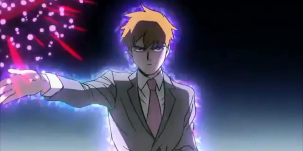 Fake psychic Reigen Arataka using his fake powers 