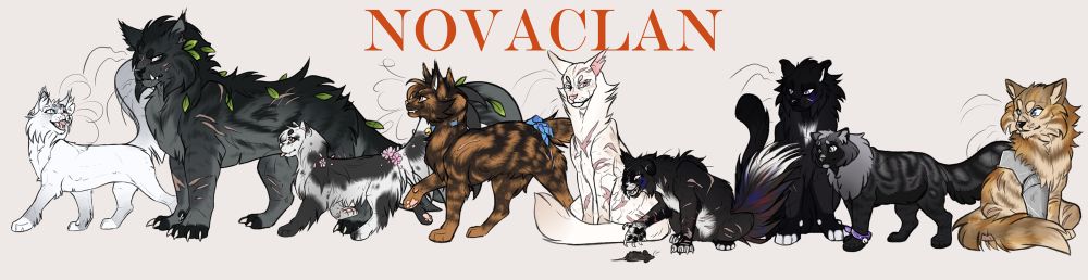 Characters in order: 
- Skye (SkyEyes, Warrior)
- Nyndriessairth (LynxStrike, Deputy)
- Mana (SpringPaw, Apprentice)
- Elation (FoxRipple, Warrior)
- Luqe (SolStar, Leader)
- Nathan (RatSpark, Warrior) 
- Source (EbonyClaw, Medicine Cat) 
- Artemis (IvyFrost, Warrior) 
- Lucas (FlintRunner, Warrior) 