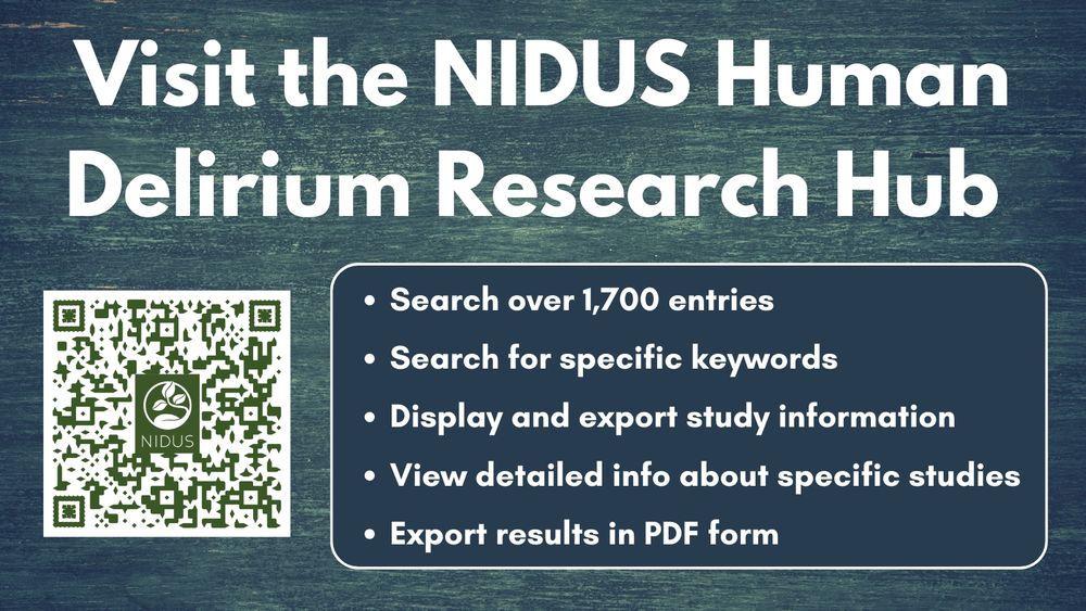 Have you visited the NIDUS Delirium Human Research Hub lately? The new app is up and running and the database has grown significantly to 1,700+ entries!