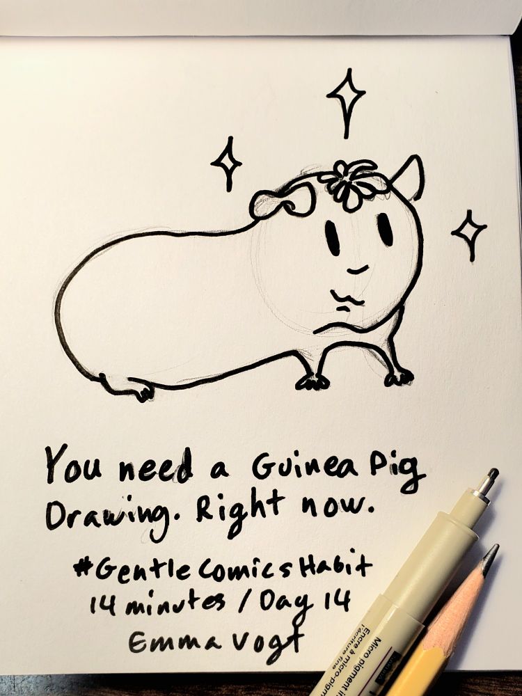 Sketch comic - guinea pig surrounded by sparkles captioned "You need a Guinea Pig Drawing. Right now."