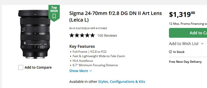 sigma 24-70 f/2.8 DG DN II Art lens

it is too many dollars
