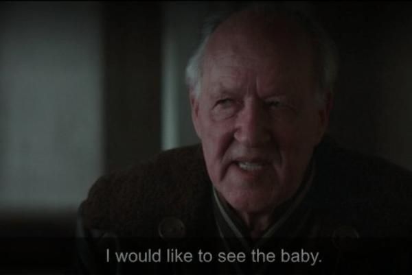Werner Herzog in the Mandalorian saying, "I would like to see the baby." 