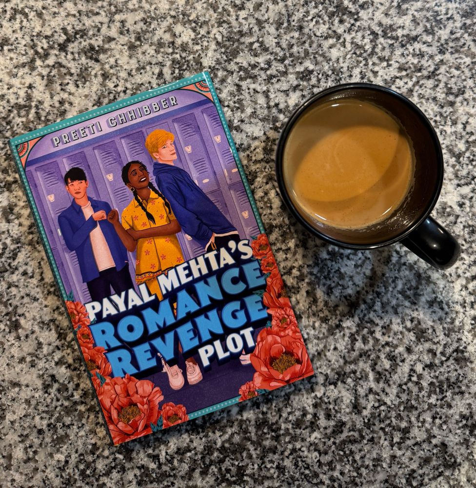 A copy of my book, PAYAL MEHTA’S
ROMANCE REVENGE PLOT next to a cup of chai. 
