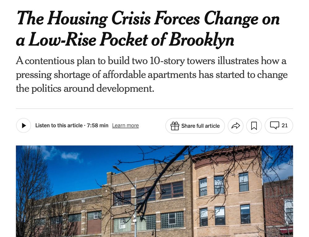 The Housing Crisis Forces Change on a Low-Rise Pocket of Brooklyn

A contentious plan to build two 10-story towers illustrates how a pressing shortage of affordable apartments has started to change the politics around development.
Listen to this article · 7:58 min Learn more