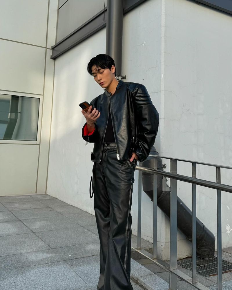 kpop group ateez member choi san posing for an instagram photo