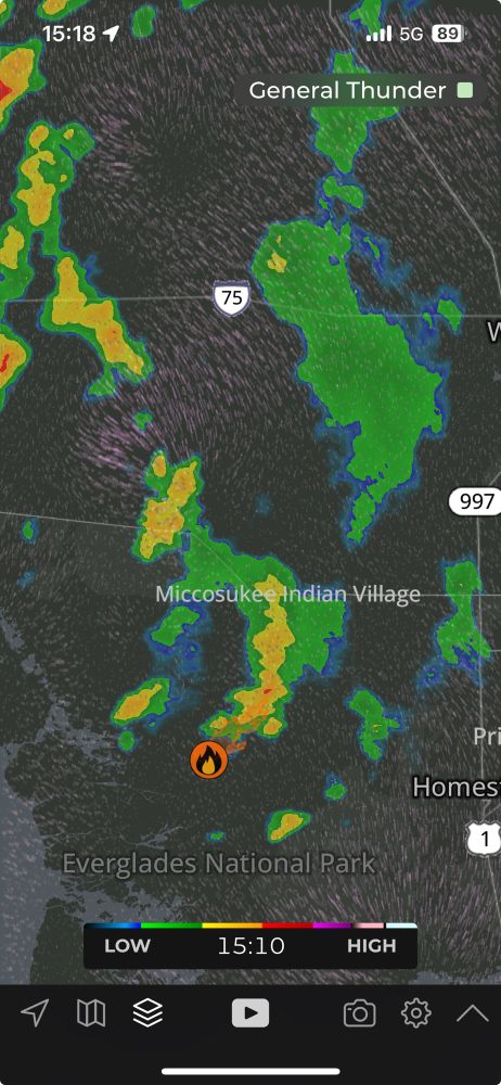 Radar of a lot of rain over the concentration camp in Florida. 