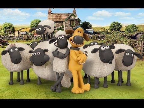 ID: Shaun the Sheep with several sheep and a dog.