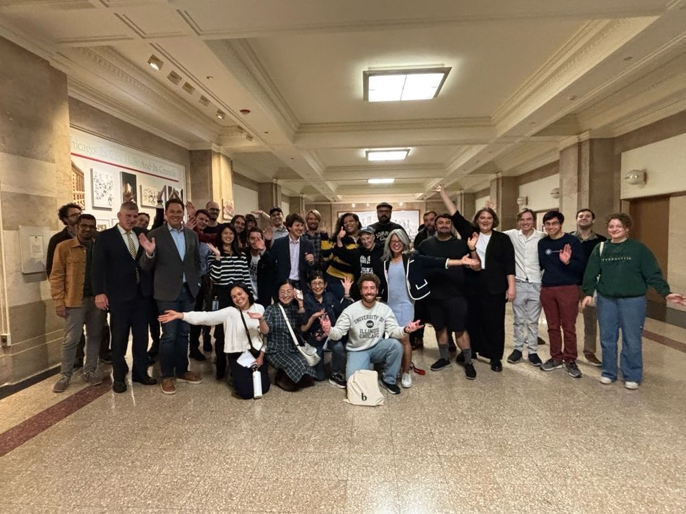 Group photo at city hall with friends