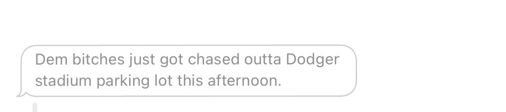 “Dem bitches just got chased outta Dodger stadium parking lot this afternoon.” Juneteenth 2025 